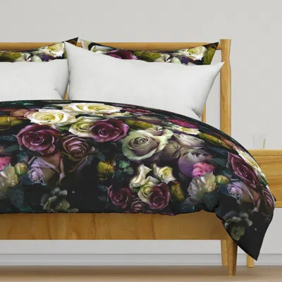 Spoonflower Roses Peony Moody Floral On Duvet Cover