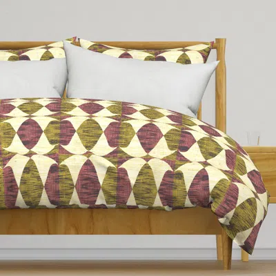 Spoonflower Rough Diamonds Mustard Pink Duvet Cover In Blue