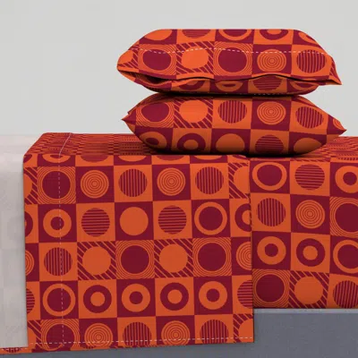 Spoonflower Round And Round - Orange Full Sheet Set