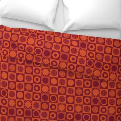 Spoonflower Round And Round - Orange Wide Cotton Sateen 3.5 oz 26" X 20" Standard Knife Edge