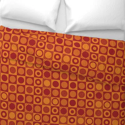 Spoonflower Round And Round - Rust Wide Cotton Sateen 3.5 oz 26" X 20" Standard Knife Edge