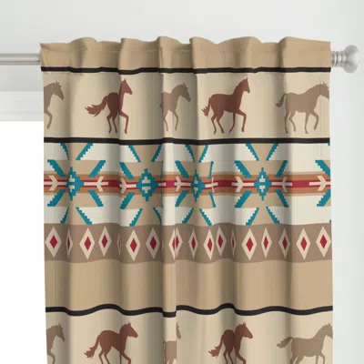 Spoonflower Running Horses Native Curtain Panel