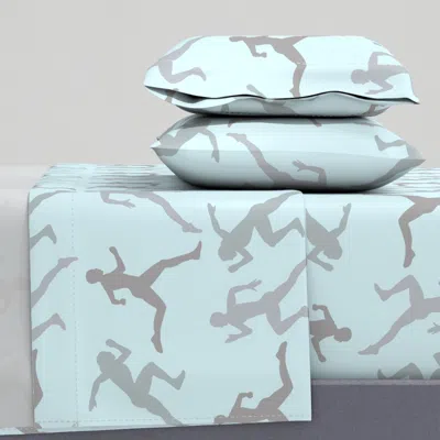 Spoonflower Running Silhouettes Light Blue Large Scale Full Sheet Set