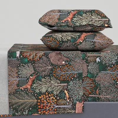 Spoonflower Rustic Fall - Forest Animals - Les Animaux De La Fôret King Sheet Set