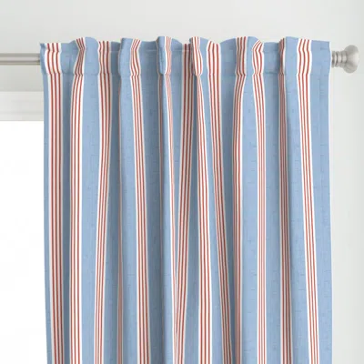 Spoonflower (s) Blue Red Stripe - Curtain Panel
