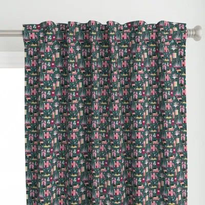 Spoonflower S / Dark Teal Books Curtain Panel