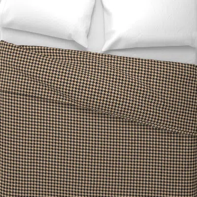 Spoonflower S- Tan Beige & Black Small Scaled Houndstooth Plaid King Pillow Sham