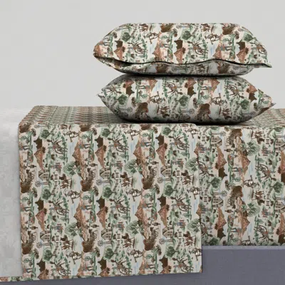 Spoonflower (s) Western Americana Scenic Cowboy- Old West Adventure Light Gray King Sheet Set