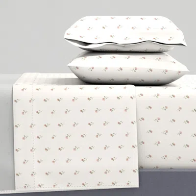 Spoonflower Sage And Blush Flower On Cream Small Scale Full Sheet Set