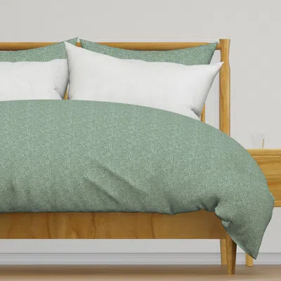 Spoonflower Sage Green Roses Duvet Cover