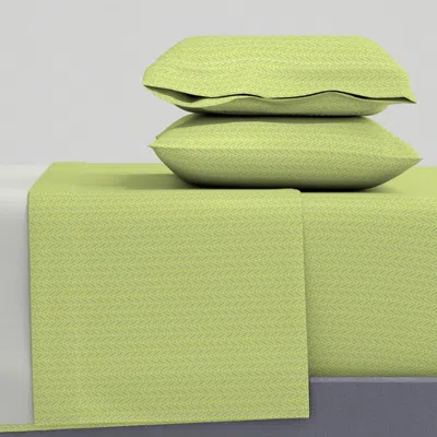 Spoonflower Sage Herringbone King Sheet Set