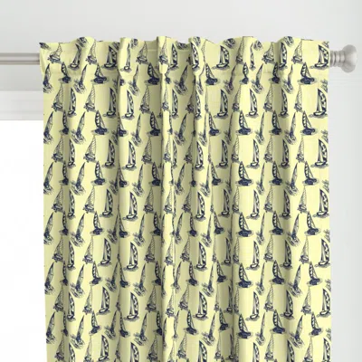 Spoonflower Sailboat Sketches On Pale Curtain Panel