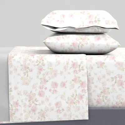 Spoonflower Saint Colette June Roses White Faded Queen Sheet Set