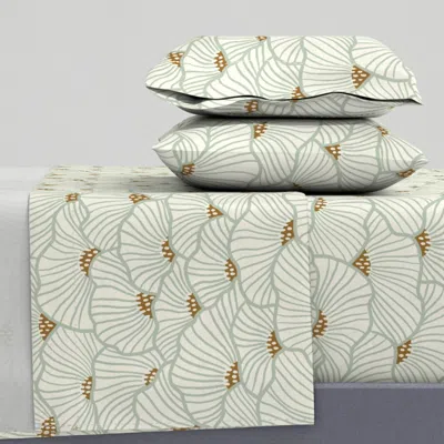 Spoonflower San Diego (light Sage And Gold) Queen Sheet Set