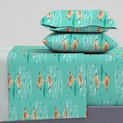 Spoonflower Sandpiper Reflections King Sheet Set