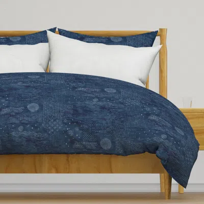 Spoonflower Sashiko Indigo Linen (large Duvet Cover