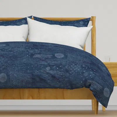 Spoonflower Sashiko Indigo Linen (xl Duvet Cover
