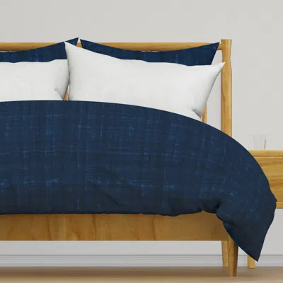 Spoonflower Sashiko Plain Faux Indigo Duvet Cover