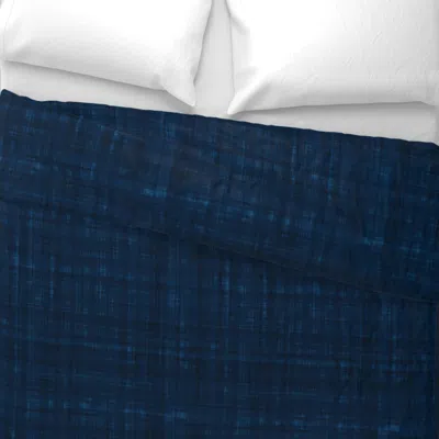 Spoonflower Sashiko Plain Faux Indigo Fabric Wide Cotton Sateen 3.5 oz 26" X 20" Standard Knife Edge