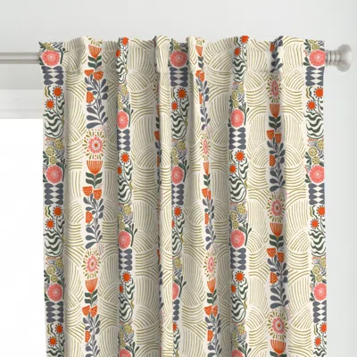 Spoonflower Scandi Bloom Stripes Curtain Panel
