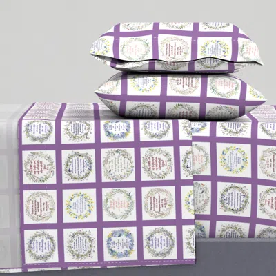 Spoonflower Scripture Wreath Whole Cloth Cheater 4 Inch Blocks Queen Sheet Set