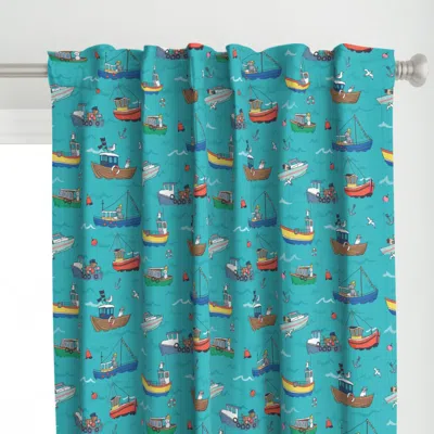 Spoonflower Sea Faring Dogs And Cat Curtain Panel
