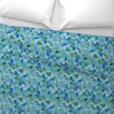 Spoonflower Sea Glass Serenity On Blue Watercolor Wide Cotton Sateen 3.5 oz 26" X 20" Standard Knife Edge