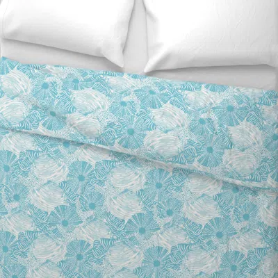 Spoonflower Sea Shell Medley In Turquoise Medium Scale Wide Cotton Sateen 3.5 oz 26" X 20" Standard Knife Edge