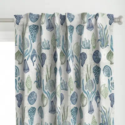 Spoonflower Sea Shell On The Sea Curtain Panel In White