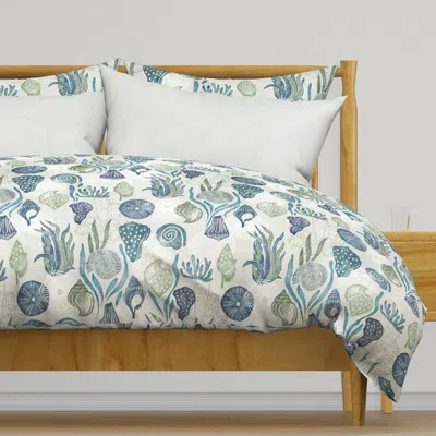 Spoonflower Sea Shell On The Sea Shore - Duvet Cover In White