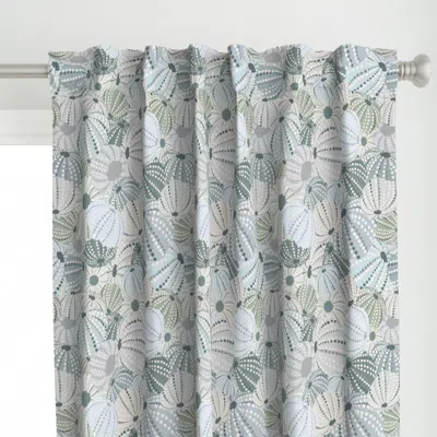 Spoonflower Sea Urchin Shells Neutral Curtain Panel In Blue