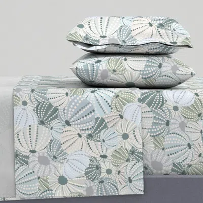 Spoonflower Sea Urchin Shells Neutral Queen Sheet Set