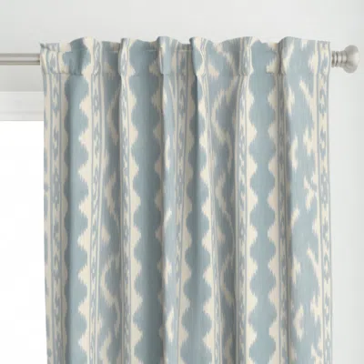 Spoonflower Seaside Ikat Celadon Curtain Panel In Blue