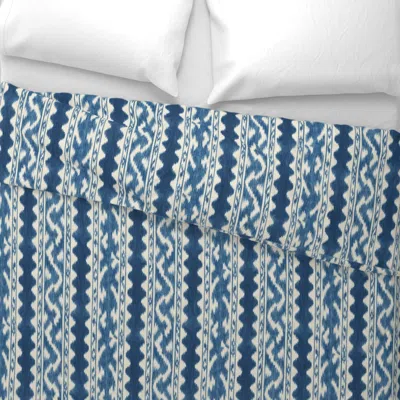 Spoonflower Seaside Ikat Peggy Blue Wide Cotton Sateen 3.5 oz 26" X 20" Standard Knife Edge
