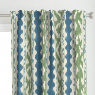 Spoonflower Seaside Kat Blue Green Curtain Panel