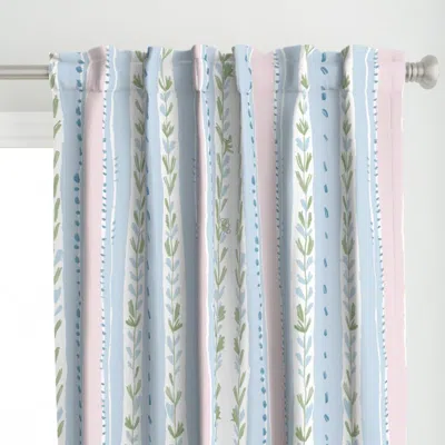 Spoonflower Seaside Stripe Soft Blue Curtain Panel