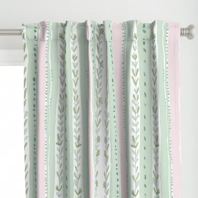 Spoonflower Seaside Stripe Soft Green Curtain Panel