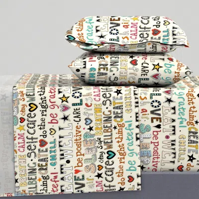 Spoonflower Self Care Queen Sheet Set