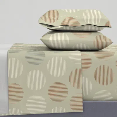 Spoonflower Serene Circles Jumbo Pale Sage Green Vintage Lace Cream Summer King Sheet Set