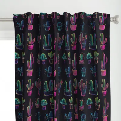 Spoonflower Set Of Neon Cacti On A Curtain Panel