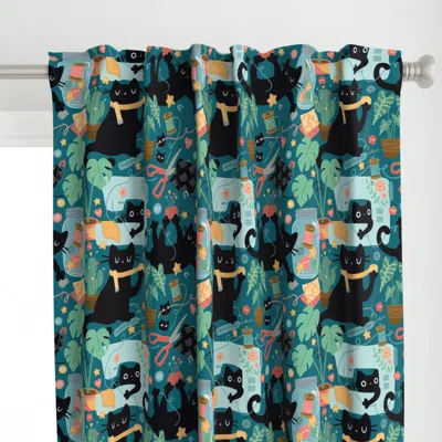 Spoonflower Sewing With Cats Curtain Panel