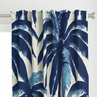 Spoonflower Shades Of Blue Palm Tree Curtain Panel