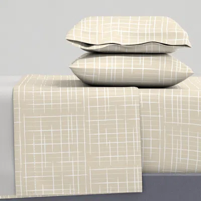Spoonflower Shorts Shorts And Victory Grid Taupe King Sheet Set