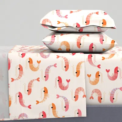 Spoonflower Shrimps On Cream - Large King Sheet Set