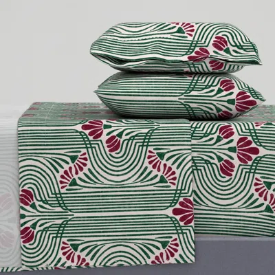 Spoonflower Siegfried (green) Queen Sheet Set