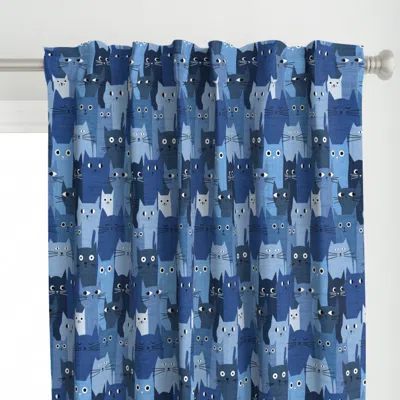 Spoonflower Silly Blue Cats Curtain Panel