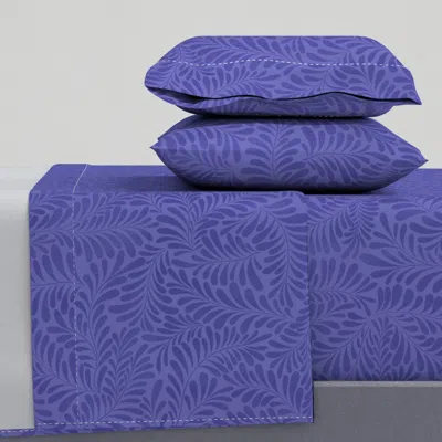 Spoonflower Simple Veri Peri Pantone 2022 Purple Swirl Leaf Design Queen Sheet Set