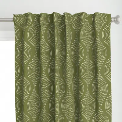 Spoonflower Simplified Ogee- Pickle Curtain Panel In Green