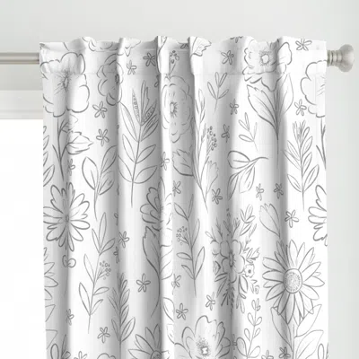 Spoonflower Sketched Florals On Curtain Panel