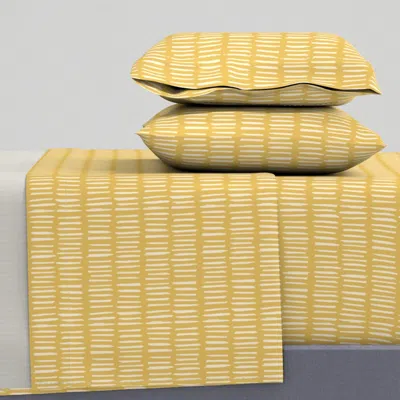 Spoonflower Sketched Lines - Cream On Yellow Full Sheet Set